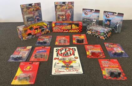 NASCAR Diecast Collection: 16 Cars, Figures & Signed Bill Elliott Plate, Racing Champions & More