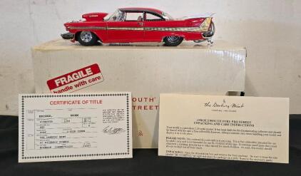 Danbury Mint 1:24 1958 Plymouth Fury Pro Street Diecast Model, Original Box & Papers &ndash; Red/Gold