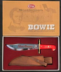 Case XX USA Bowie Knife 2017 Christmas Edition, Red Handle, 9.5" Blade, Display Box, Sheath