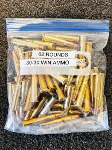 62 Rounds .30-30 WIN Ammo Federal Cartridge, Soft Point, Brass Cases
