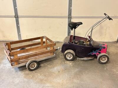 Custom Gas-Powered Mini Hot Rod Scooter, Keyang 71cc Engine, With Trailer, Purple/(Has Great Compression Please Inspect)