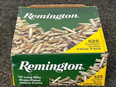Remington 525 Round Golden Bullet .22LR Value Pack, 36gr Brass-Plated Hollow Point, X1622C