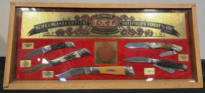 Schrade I*XL Wostenholm Sheffield Collector 5-Piece Folding Knife Display Set, Bone/Stag/Ivory Micarta
