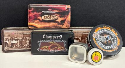W.R. Case & Sons, Orange County Choppers, Sheridan Metal Collectible Tins Mixed Lot Knives & Pellets