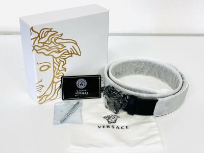 Versace Men's Medusa Buckle Leather Belt DCU4140, Black, 100cm/40mm, Full Set Box & Card
