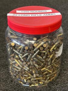 1350 Rounds .22 Long Rifle Ammo, Mostly Remington, Bulk Brass Case, Plastic Jar Storage