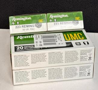 Remington UMC .223 Remington 55 Grain FMJ, 80 Rounds, Brass Case, Factory Loaded