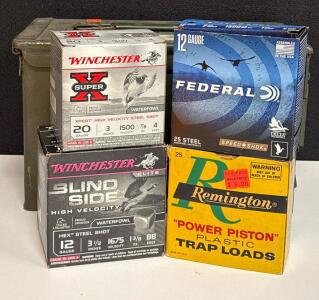Assorted Shotgun Shells &ndash; Remington, Winchester, Federal (12 & 20 Gauge); 5.56mm Ammo Can LC-98A106-201