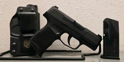 SIG Sauer P365 9mm Semi-Auto Pistol, Night Sights, Holster, Extra Magazine, Serial 66A373286