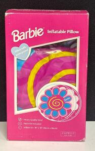 Barbie Inflatable Pillow Capelli NY 18"x18", Pom-Poms, Vinyl, Flower Design, Patch Kit