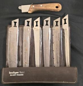 Kershaw Kai Blade Trader Interchangeable Knife Set, 6 Stainless Blades, Japan, Wood Handle, Case