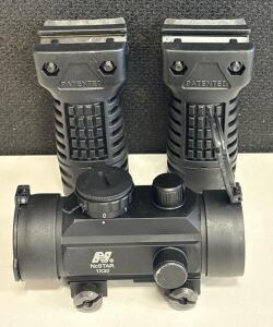 NcSTAR 1x30 Red Dot Sight with Flip-Up Lens Caps, 2 Polymer Picatinny Vertical Foregrips