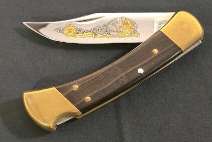 Buck 110 Folding Hunter NRA Father & Son Limited Edition Knife, 076/350, Ebony/Brass, USA Made