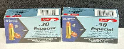 Aguila .38 Special 130gr FMJ Centerfire Pistol Ammo, 100 Rounds, Factory Box