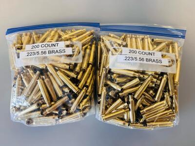 (400) Count .223/5.56 Brass Cartridge Cases, Mixed Headstamp, Cleaned, Unprimed, Ready to Reload