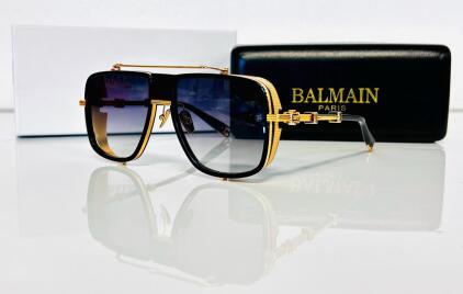 Balmain Paris BPS-104-52 Sunglasses, Gold/Black Frame, 59mm Gradient Lenses, Made in Japan