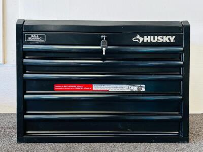 Husky 5-Drawer Ball Bearing Tool Chest, 50 lb Drawer Capacity, Locking, Black, Keyed A15 (26"x 16"x 18")