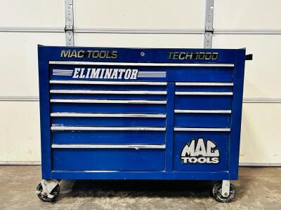 MAC Tools Tech 1000 Eliminator 11-Drawer Rolling Tool Chest with Assorted Hand & Power Tools (50.5"x 25-1/4"x 41") No Key Included