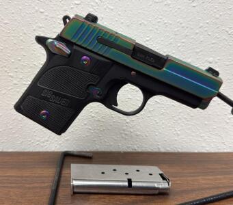 SIG Sauer P938 9mm Rainbow PVD Semi-Auto Pistol, 3" Barrel, Night Sights, SN 52B161003