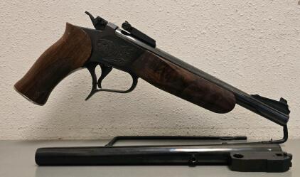 Thompson/Center Contender Pistol, .30-30 Win & .45 Colt Barrels, Serial 145672, Blued, Engraved
