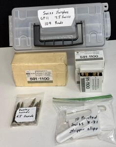 Swiss GP11 7.5x55mm Surplus Ammo 109 Rounds, 6.5 Swede Dummy Rounds, K31 Stripper Clips Set