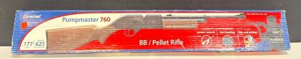 Crosman 760 Pumpmaster .177 Caliber BB/Pellet Air Rifle, 625 fps, Multi-Pump, Fiber Optic Sight, w/Box