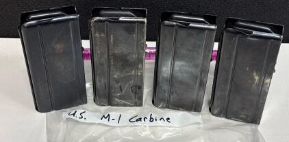 Set of 4 USGI M1 Carbine 15-Round .30 Caliber Magazines, Steel, Mixed Markings