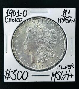 1901-O Morgan Silver Dollar MS64+, New Orleans Mint, 90% Silver, $1 Coin