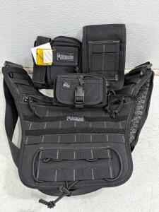 Maxpedition Modular Tactical Chest Rig Black - 3 Pouches, MOLLE, 1000D Nylon, Adjustable Strap