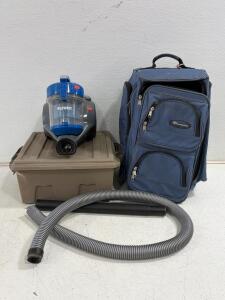 Eureka Canister Vacuum Cleaner, Bagless, Blue/Gray, With Hose & Wand, Rolling Duffel, Storage Tote
