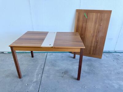 Mid-Century Modern Extendable Dining Table, Single Leaf, Teak/Walnut Veneer, Seats 4&ndash;8