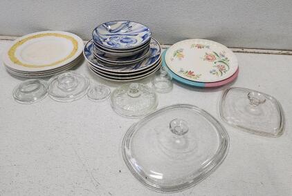 (9) Sango Kitchen Garden Blue Collection And Assorted Kitchenware And Lids