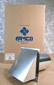 (1) 12-Count Box Of FAMCO 6" Wall Vents W/ Spring Loaded Damper, Gasket & Screen, Galvanized