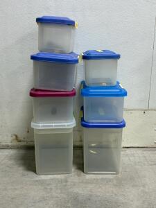 Sterilite ShowOffs Storage Containers, Lot of 6, Models 1892 & 1894, 14"x9.5"x6.9", Snap-Tight Lids