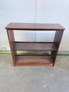 Compact 2-Shelf Wooden Bookcase, Brown Finish, 32"x10"x30", Fixed Shelves