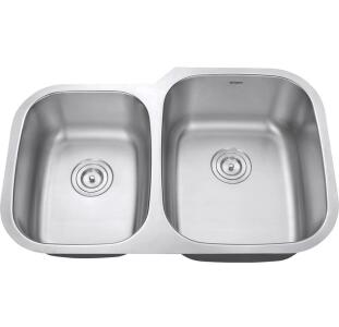 (2) Double Bowl Stainless Steel Kitchen Sink, Est. 32"x20.5"x9", Sound Dampening, Undermount Style