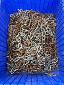 Bulk Lot of 3/8" Steel Chains, Heavy Duty, Mixed Condition, Approx. Grade 30/43, General Utility