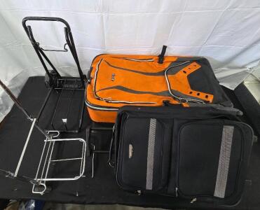 Jeep & Protege Rolling Luggage Set with 2 Folding Luggage Carts, Large & Medium Suitcases
