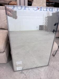 Rectangular Metal Frame Wall Mirror 48"x30", Modern Brushed Aluminum, Vertical/Horizontal Mount