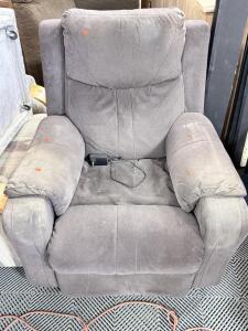 Electric Lift Recliner Chair, Gray Microfiber, Wired Controls, Power Adapter Included