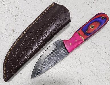 (1) Fixed Blade Cold Steel Utility Knife With Wood Handle And Sheath