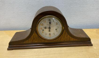 New Haven Westminster Chime Mantel Clock, 8-Day Mechanical, Wood Case, Tambour Style