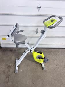 LEIKE X-BIKE Folding Upright Exercise Bike, Magnetic, 10 Resistance Levels, Large Seat, Display