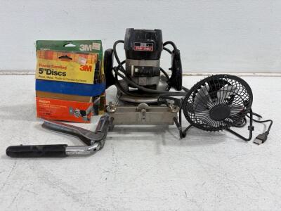 Sears Craftsman Router Model 315.17480, 6.5A, 22,000 RPM, 1/4" Collet, Sanding Discs, Accessories, powers on. please inspect in person