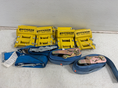 Erickson 09160 2" x 6.5' Wheel Tie-Down Straps and E-Track Chocks Kit, 1500 lb WLL (Qty 4 Straps/4 Chocks)