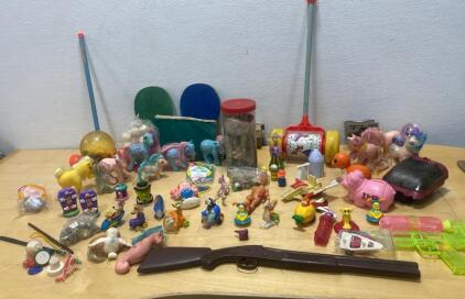 Vintage Toy Lot with Glass Marbles, My Little Pony, Cap Gun, Fisher Price, View-Master, 1980s-90s