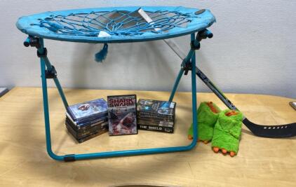 bUnna Blue 32&rdquo; Folding Bungee Chair &ndash; Portable Web Seat, Steel Frame, Weight Capacity 225 lbs - DVDs and More