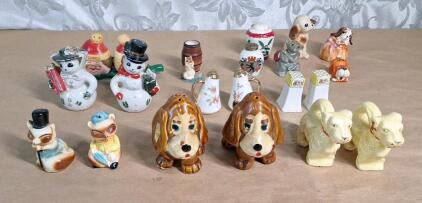 (6) Vintage Porcelain Salt & Pepper Shaker Sets, (6) Vintage Porcelain Salt/Pepper Shakers & (1) Vintage Plastic Salt & Pepper Shaker Set