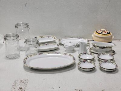 Vintage Rosenthal & Hutschenreuther German Porcelain Set, Mason Jars, Folk Pot, 14 Pieces