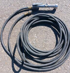 Milton 25 ft Rubber Air Hose with Inline Tire Inflator & 160 PSI Pressure Gauge, USA Made